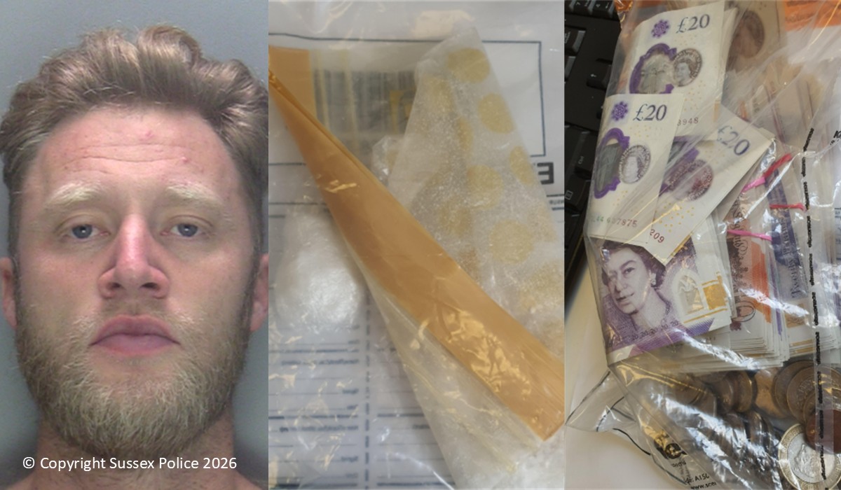 Man jailed for over three years for class A drug supply in Crawley