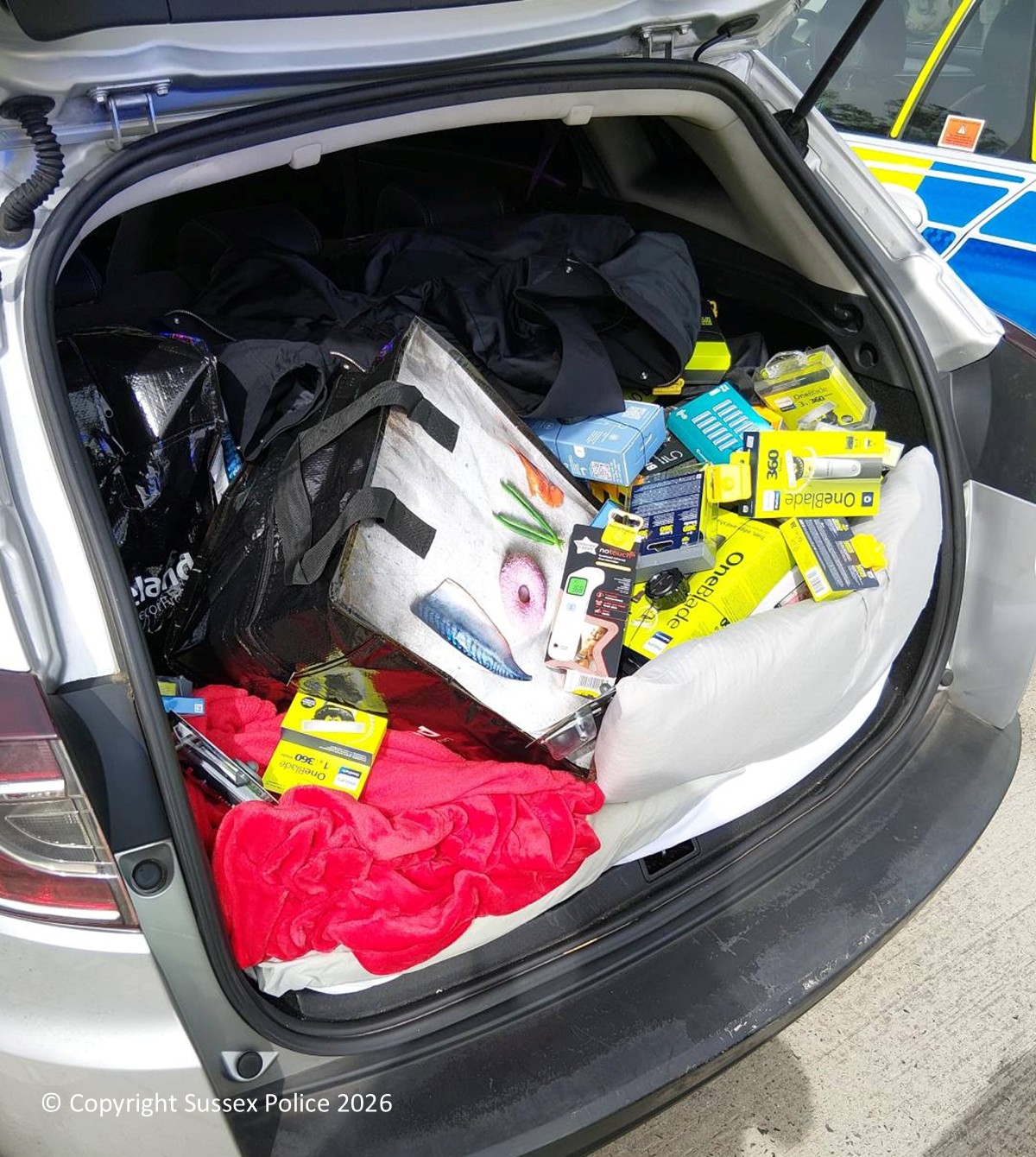 Suspected stolen items recovered by police from car on M25